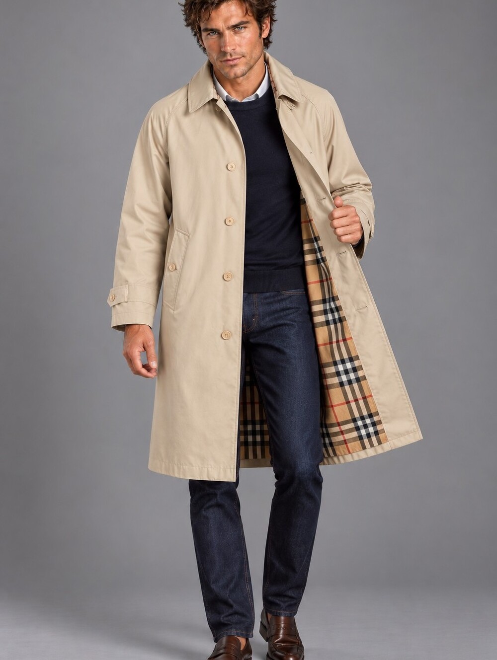 Vintage Burberrys Men's 50 REG US M Trench Coat Nova Check Made England EUC